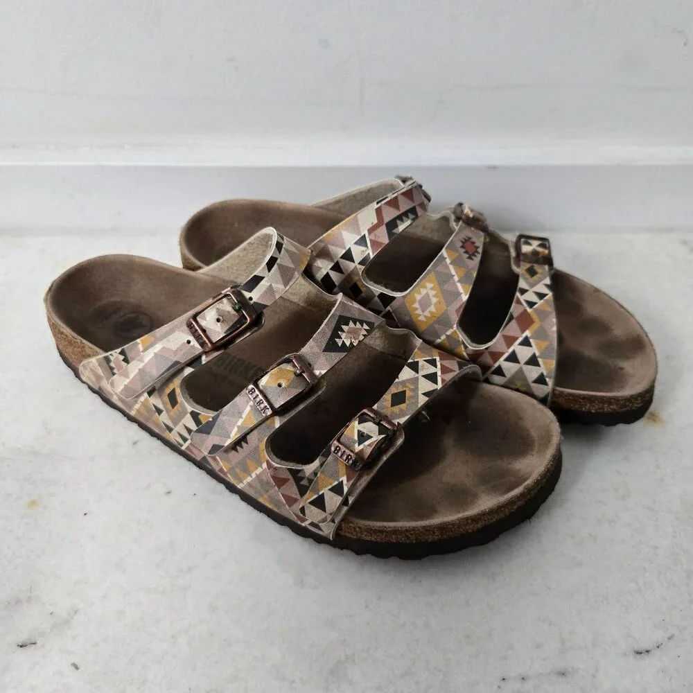 Birkenstock Florida Size 8 Fresh Vegan Ethno Mocha Birko-Flor Sandals - Picture 5 of 14